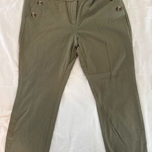 LOFT Sage Green Trousers with Button Accents